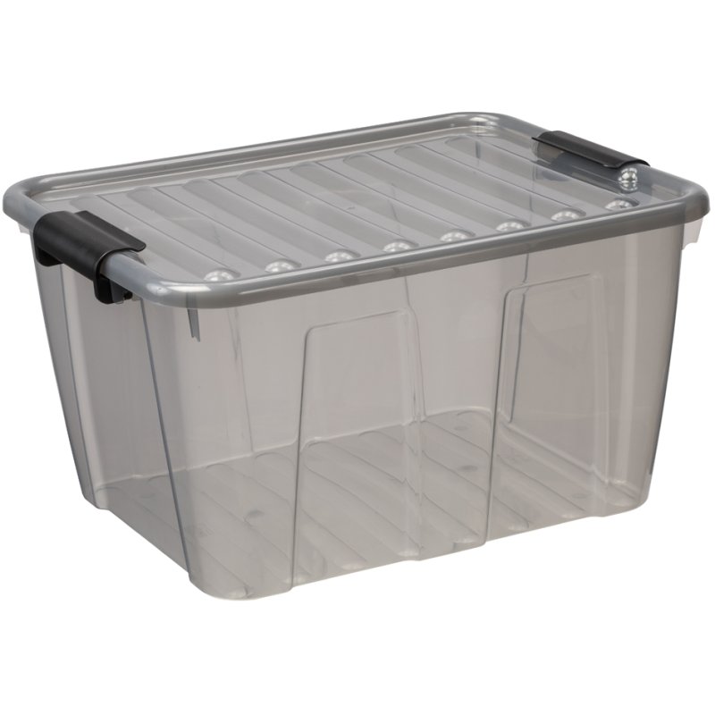plast team boîte de rangement HOME BOX, 30 litres, gris, transparent